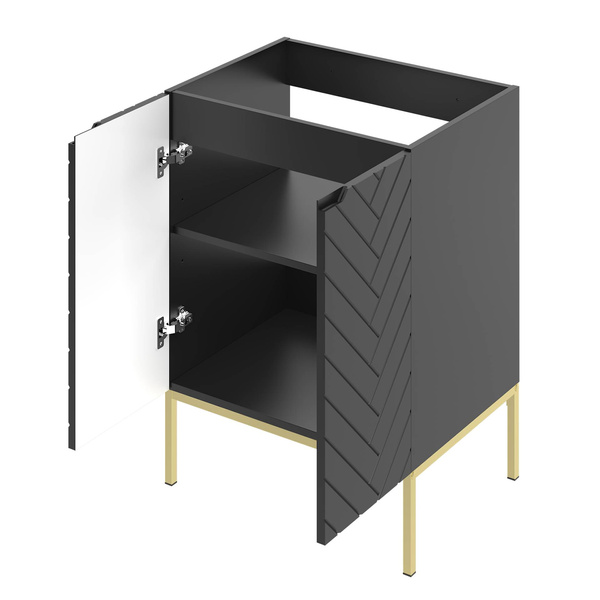 ASPEN-09 - Szafka Pod Umywalkę 2D 60cm Czarny Mat Złoty Stelaż