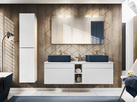 Zestaw ICONIC WHITE 2x60 z 2 Umywalkami KAMA, lustrem Juliet i Oświetleniem LED