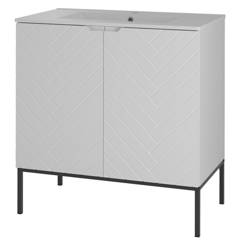 ASPEN-08 - Szafka z Umywalką 2D 80cm Biały Mat Zestaw-3 Czarny Stelaż