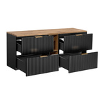 Zestaw 140 cm ADEL BLACK z Podwójną Szafką 2S, Regałem Dolnymi i Blatem