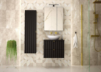 ARCOS-06 - Szafka z Umywalką i Blatem 2S 60cm Czarny Mat Zestaw-2