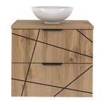 WOOD-02 - Szafka z Umywalką i Blatem 2S 60cm Dąb Wotan Zestaw-5