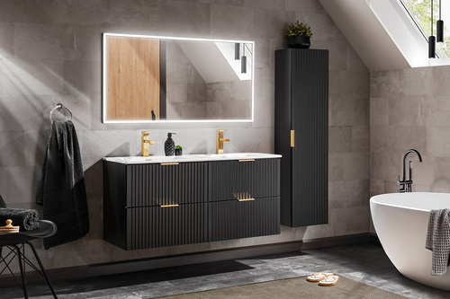 Zestaw 120 cm ADEL BLACK z Podwójną Szafką i umywalką SKY 120 D