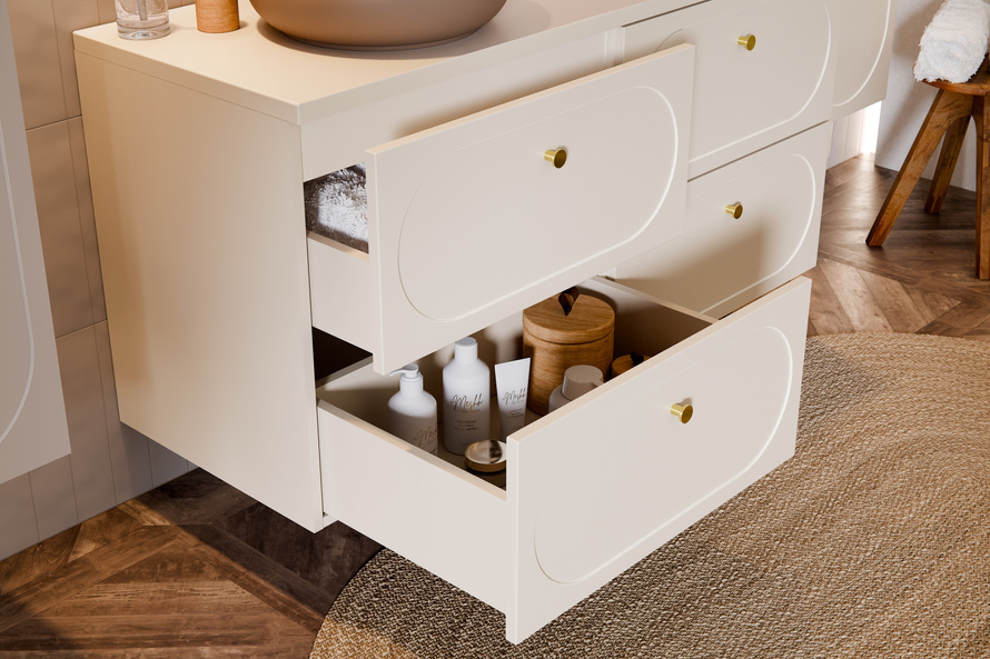 Szafka Pod Umywalkę 80 cm 2 Szuflady Donna Sand