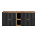 Zestaw 140 cm ADEL BLACK z Podwójną Szafką 2S, Regałem Dolnymi i Blatem