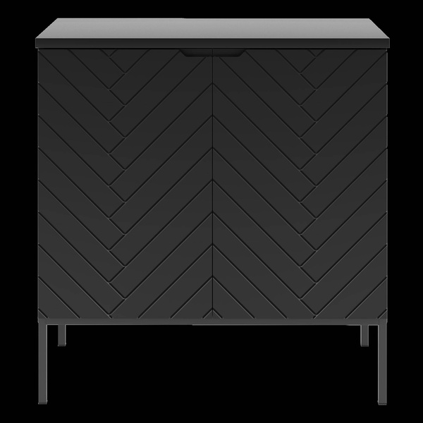 ASPEN-08 - Szafka pod Umywalkę z Blatem 2D 80cm Czarny Mat Zestaw-1 Czarny Stelaż