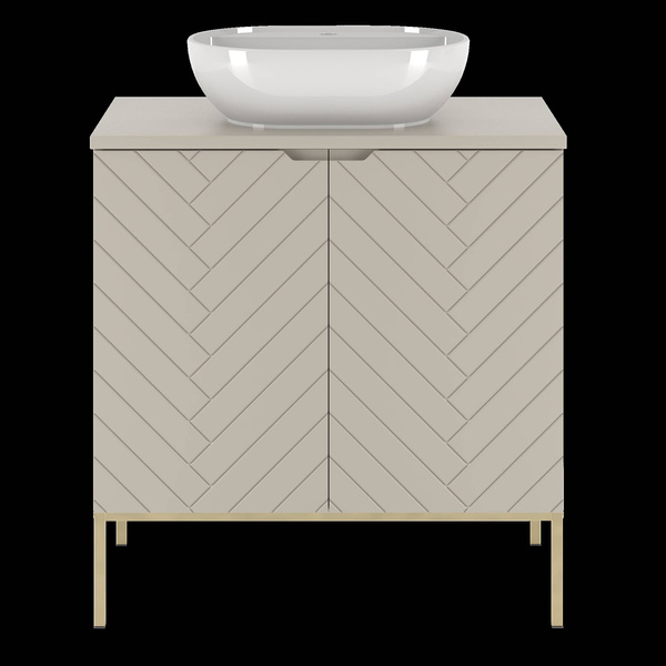 ASPEN-08 - Szafka z Umywalką i Blatem 2D 80cm Kaszmir Zestaw-2 Złoty Stelaż