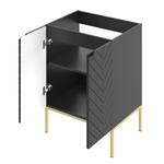 ASPEN-09 - Szafka Pod Umywalkę 2D 60cm Czarny Mat Złoty Stelaż