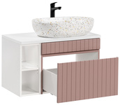 Szafka 80 cm ICONIC ROSE z Umywalką LILI MW21 i regałem
