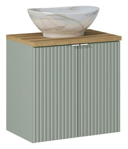 Szafka z blatem oak i umywalką Pati 60 cm Line Reed Green z drzwiami