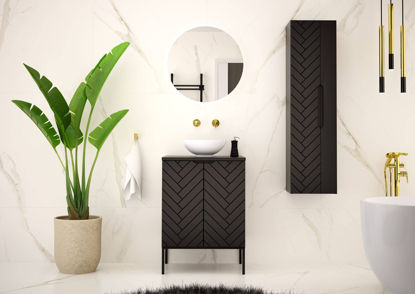 ASPEN-10 - Słupek Wysoki 2-drzwiowy 130cm Czarny Mat