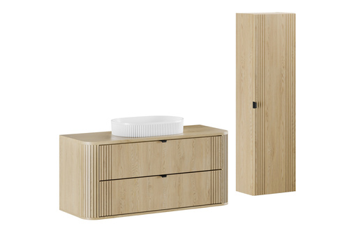 Zestaw Szafka z Umywalką 2S 120 cm z Blatem i Słupek Wysoki Ovalia Cremona