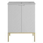 ASPEN-09 - Szafka z Umywalką 2D 60cm Biały Mat Zestaw-3 Złoty Stelaż