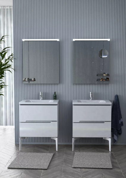 Oristo Szafka Pod Umywalkę 80 cm SILVER UNI Biały Połysk Listwa Chrom Połysk