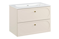 Zestaw Szafka z Umywalką Meblową 80 cm 2 Szuflady Donna Sand