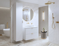 Laura - Szafka Pod Umywalkę 2S Wisząca 80 cm Biały Mat