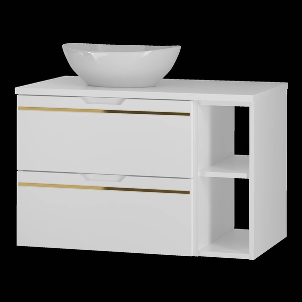 ESPERO-02 - Szafka pod Umywalkę z Blatem i Regałem 2S 80cm Biały Mat Zestaw-4