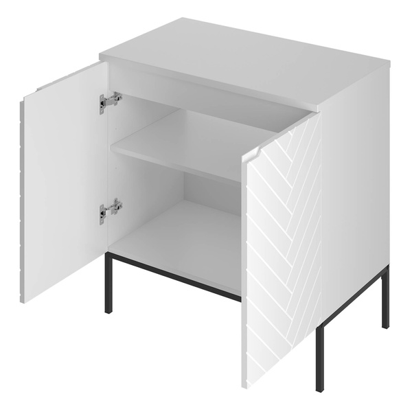 ASPEN-08 - Szafka pod Umywalkę z Blatem 2D 80cm Biały Mat Zestaw-1 Czarny Stelaż